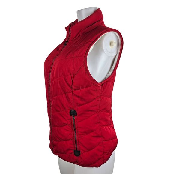 Green Tea Red Fleece Lined Winter Warm  Pockets Women's Vest Jacket M - Picture 2 of 5